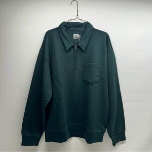 Flint and Tinder Forest Green Quarter-Zip Sweatshirt size XL nwt